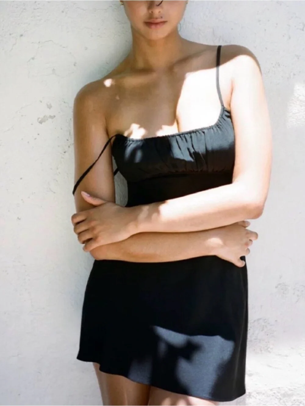 Realisation Par Black Satin Slip Dress with Thin Straps - Picture 2 of 5